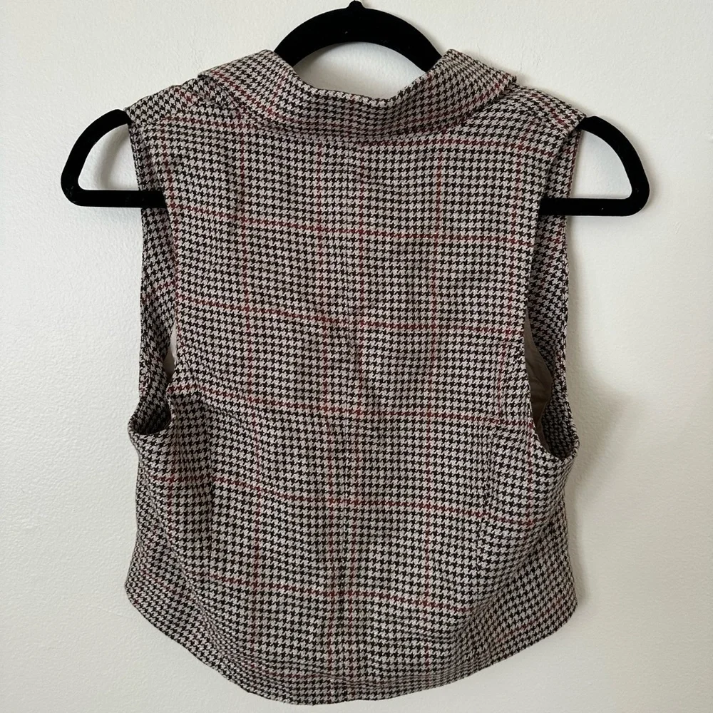NWT Free People Brown Sleveless Blazer with Buttons Size 4 - Picture 2 of 3